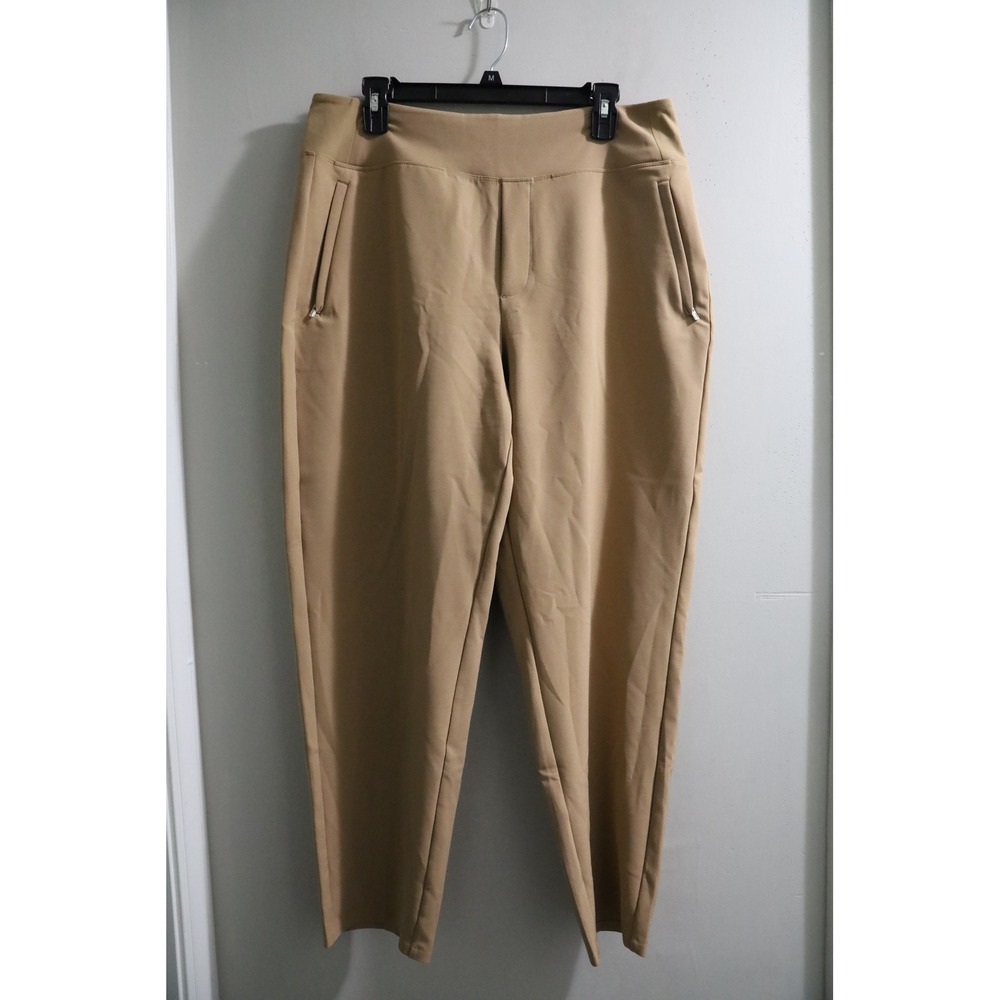 Athleta Brooklyn Ankle Pants Tan Khaki Tapered Trouser Womens 14 Work Travel